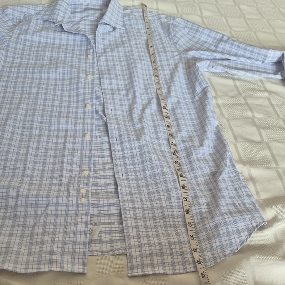 Perry Ellis Light Blue Plaid Button Down Shirt - Picture 13 of 16